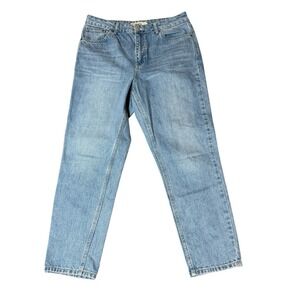 Topshop‎ 100% Cotton Women Moto Mom Jeans 32 High Rise Light Blue Petite 32x30